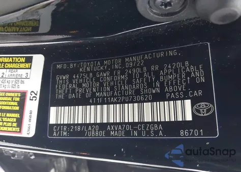 2023 Toyota Camry Xle z USA, uszkodzony, nr VIN 4T1F11AK2PU730620